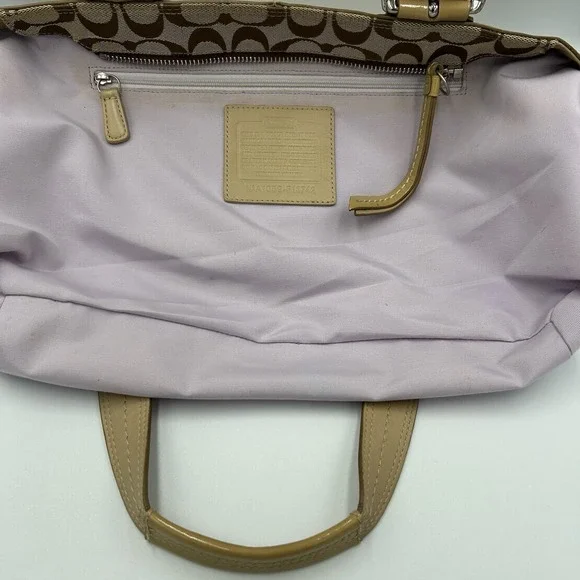 COACH Soho Y2K Shoulder Handbag Pleated Signature Canvas Leather Trim F13742 - Picture 14 of 16